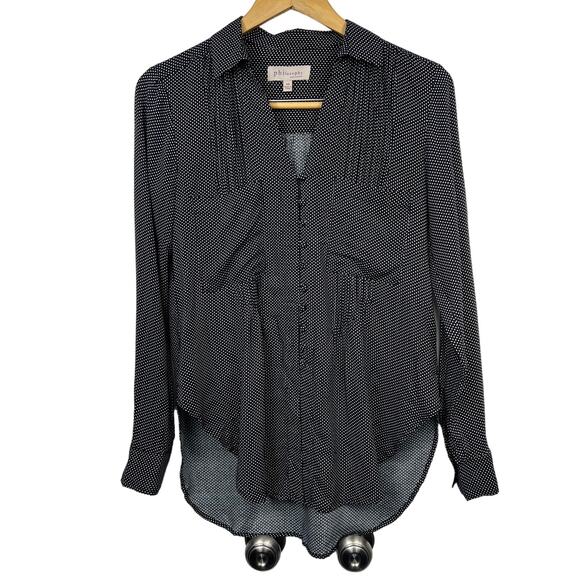 Philosophy Republic Button Up Tie Front Black/White Polka Dot Blouse Size XS - Picture 1 of 6